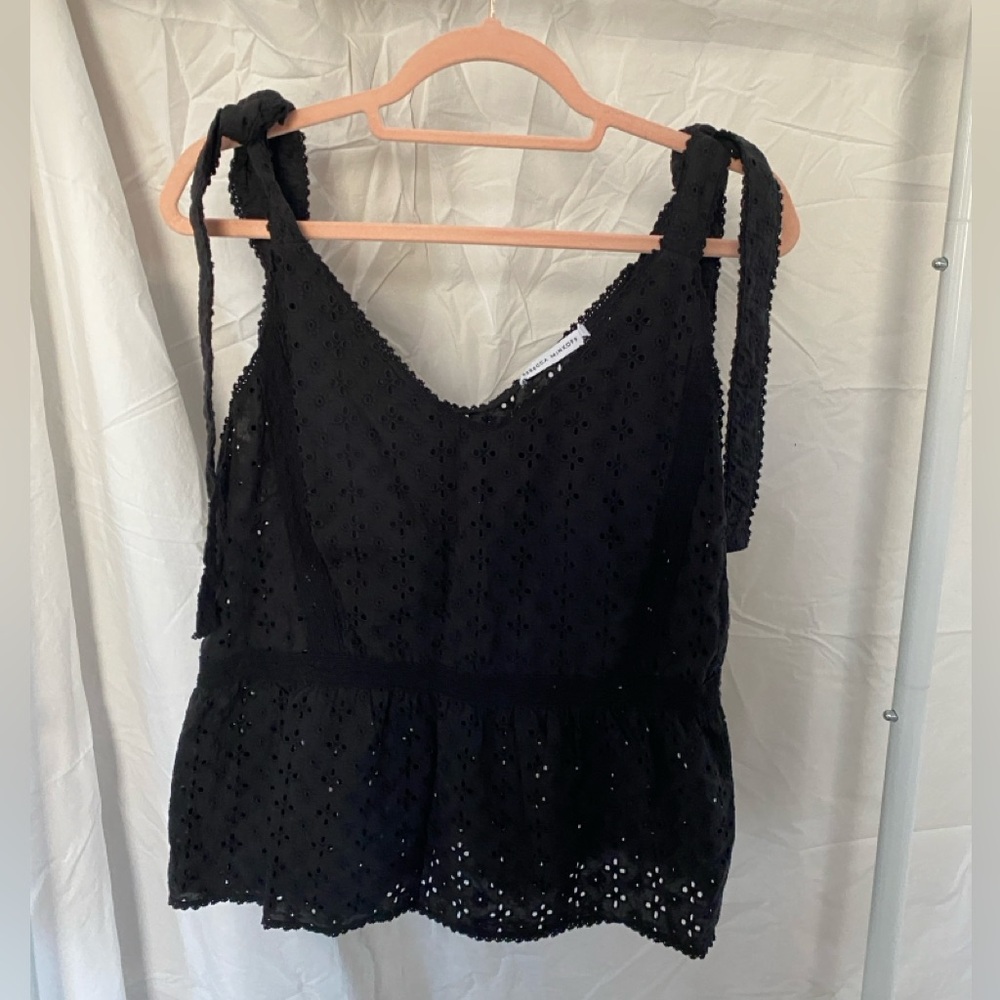 Rebecca Minkoff Black Eyelet Sleeveless Top